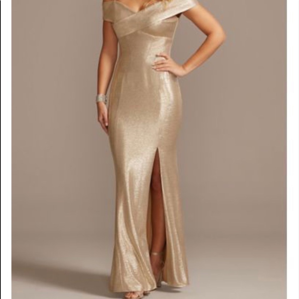 Metallic Off Shoulder Gown